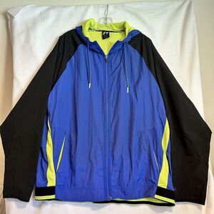 Russell Athletic Windbreaker Jacket Mens 2XL XXL Royal Blue Black Full Zip Hoody